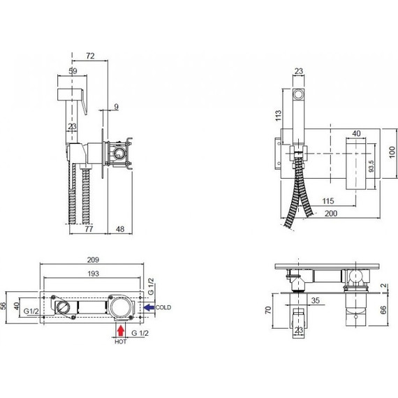 Набор для гигиенического душа Cezares UNIKA-DIF-01, Цвет производителя: хром фото 2