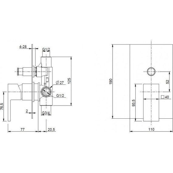 Смеситель для ванны Cezares UNIKA-VDIM-01, Цвет производителя: хром фото 2