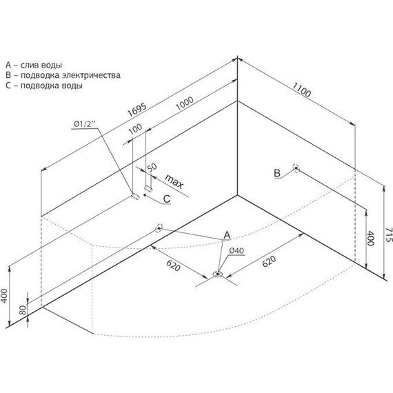 Ванна акриловая Aquanet Capri 170x110 см 203922 R фото 14