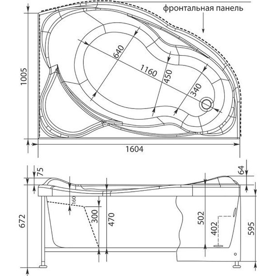 Ванна акриловая Aquanet Jamaica 160x100 см 203987 R фото 23
