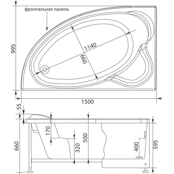 Ванна акриловая Aquanet Mayorca 150x100 см 204008 L фото 16