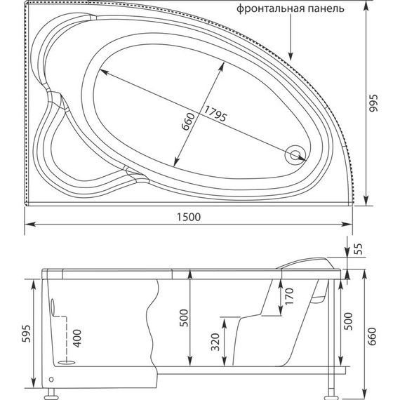 Ванна акриловая Aquanet Mayorca 150x100 см 204009 R фото 14