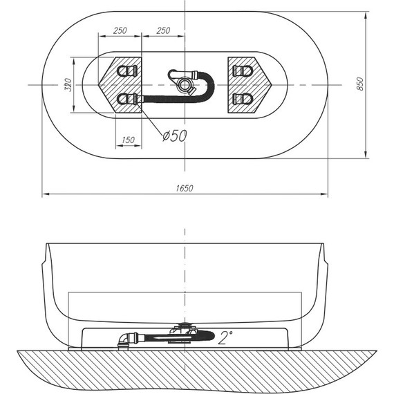 Ванна отдельностоящая Kolpa-San Boul FS 165x85 см, белый/бежевый фото 3
