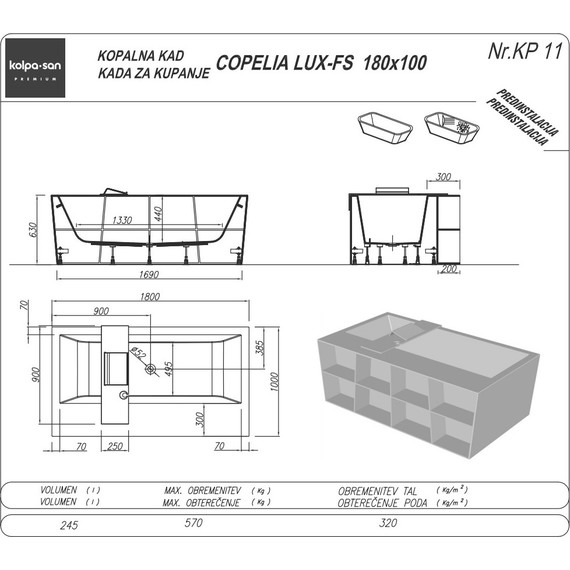 Ванна отдельностоящая Kolpa-San Copelia Lux FS 180x100 см фото 3