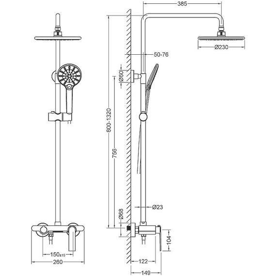Душевая стойка Timo Anni SX-2710/03, черный - 3 Душевая стойка Timo Anni SX-2710/03, черный фото 3