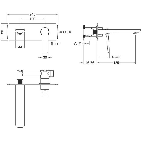Смеситель для раковины настенный Timo Helmi 4071/03SM, черный матовый фото 2