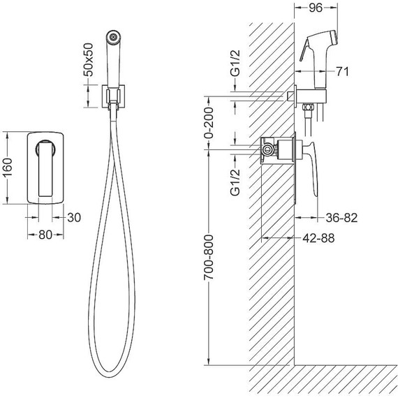 Набор для гигиенического душа Timo Helmi 4089/03SM, черный матовый - 2 Набор для гигиенического душа Timo Helmi 4089/03SM, черный матовый фото 2