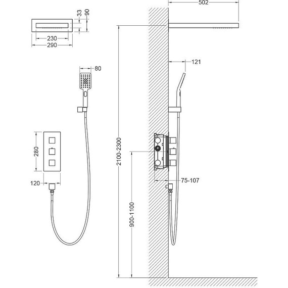 Душевая система для душа с термостатом Timo Petruma SX-5039/03SM, черный матовый фото 2