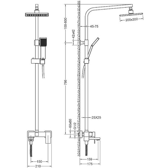 Душевая стойка для ванны Timo Selene SX-2013/17, золото матовое - 2 Душевая стойка для ванны Timo Selene SX-2013/17, золото матовое фото 2