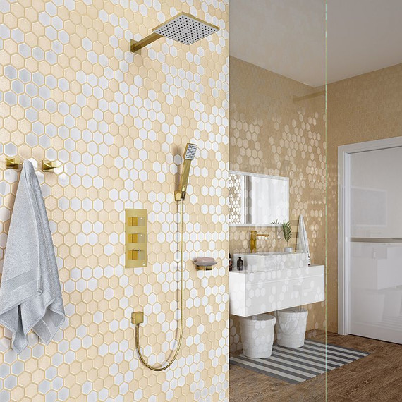 Душевая система для душа с термостатом Timo Tetra-Thermo SX-0179/17SM, золото матовое - 2 Душевая система для душа с термостатом Timo Tetra-Thermo SX-0179/17SM, золото матовое фото 2