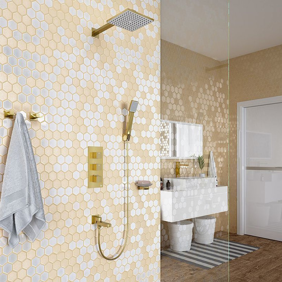 Душевая система для ванны с термостатом Timo Tetra-Thermo SX-0199/17SM, золото матовое - 2 Душевая система для ванны с термостатом Timo Tetra-Thermo SX-0199/17SM, золото матовое фото 2