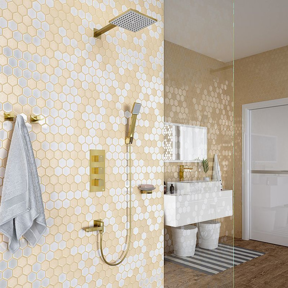 Душевая система для ванны с термостатом Timo Tetra-Thermo SX-0199/17SM, золото матовое - 3 Душевая система для ванны с термостатом Timo Tetra-Thermo SX-0199/17SM, золото матовое фото 3