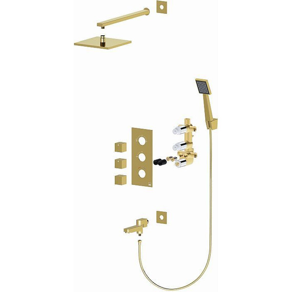 Душевая система для ванны с термостатом Timo Tetra-Thermo SX-0199/17SM, золото матовое - 4 Душевая система для ванны с термостатом Timo Tetra-Thermo SX-0199/17SM, золото матовое фото 4