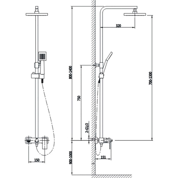 Душевая стойка для ванны Timo Briana SX-7130/17, золото матовое фото 2