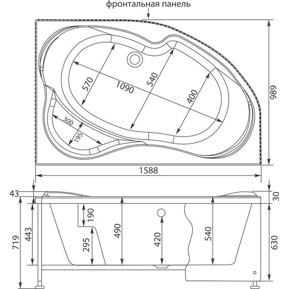 Ванна акриловая Aquanet Capri 160x100 см 203915 R фото 14