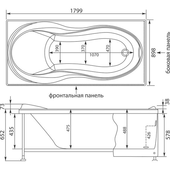 Ванна акриловая Aquanet Grenada 180х90 см 203973 фото 12