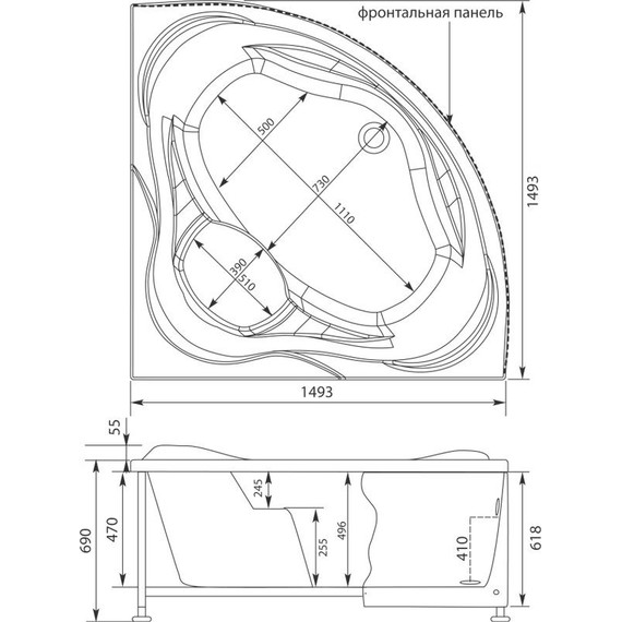 Ванна акриловая Aquanet Malta 150х150 см 204003 фото 12