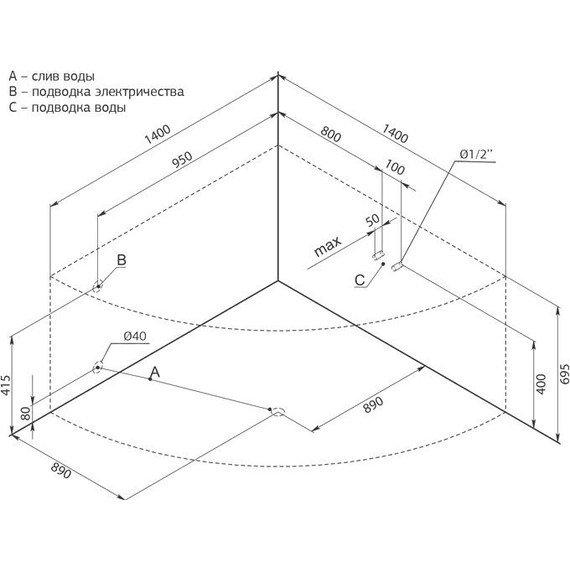Ванна акриловая Aquanet Palau 140х140 см 204021 фото 11