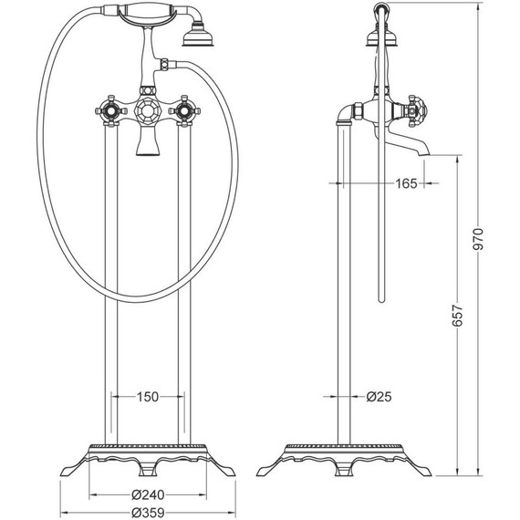 Смеситель для ванны Timo Nelson 1900/03Y-CR, черный матовый - 4 Смеситель для ванны Timo Nelson 1900/03Y-CR, черный матовый фото 4