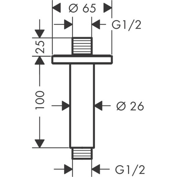 Кронштейн потолочный для верхнего душа Hansgrohe Vernis Shape 100 мм 26406670, черный матовый фото 2