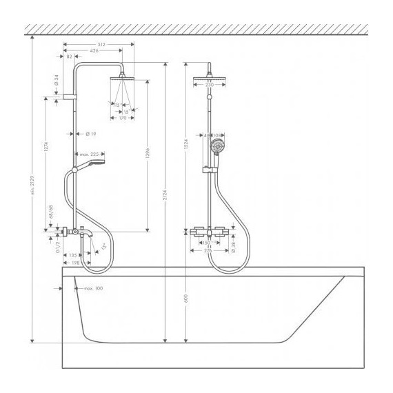Душевая стойка с термостатом Hansgrohe Vernis Shape Showerpipe 230 1jet 26284000 фото 2