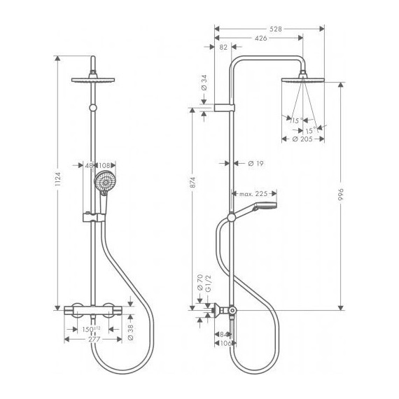 Душевая стойка с термостатом Hansgrohe Vernis Shape Showerpipe 230 1jet Green 26318000 - 2 Душевая стойка с термостатом Hansgrohe Vernis Shape Showerpipe 230 1jet Green 26318000 фото 2