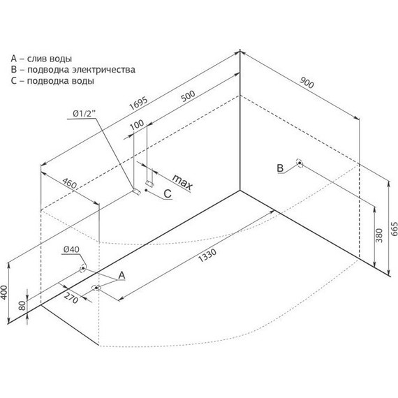 Ванна акриловая Aquanet Jersey 170x100 см 203989 R фото 9