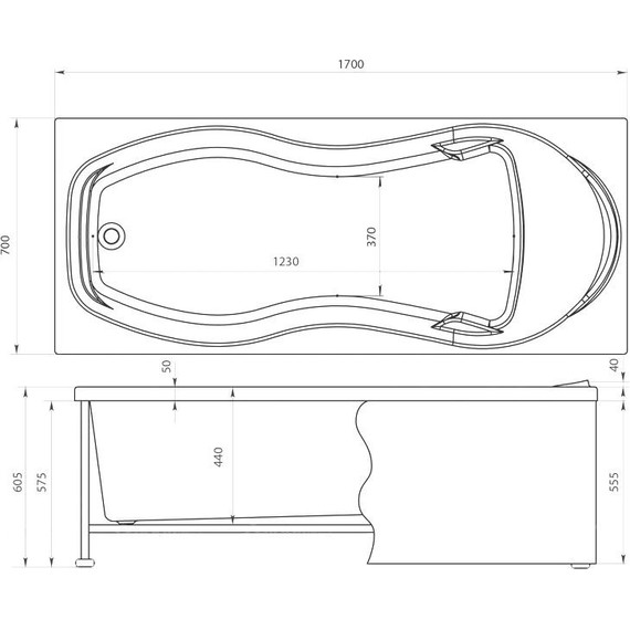 Ванна акриловая Aquanet Tessa 170х70 см 242924 фото 13