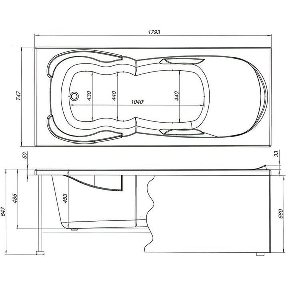 Ванна акриловая Aquanet Viola 180х75 см 242744, Размер - мм: 1800х750 фото 12