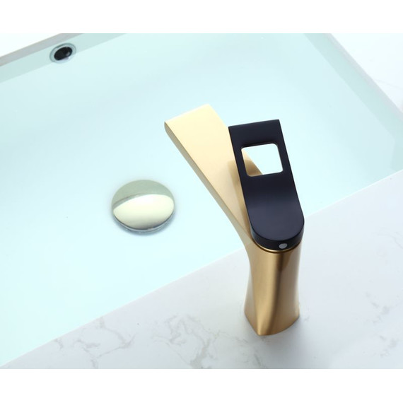 Смеситель для раковины Bronze de Luxe Element EL02GB, матовое золото/черный, Цвет производителя: золото матовое фото 5