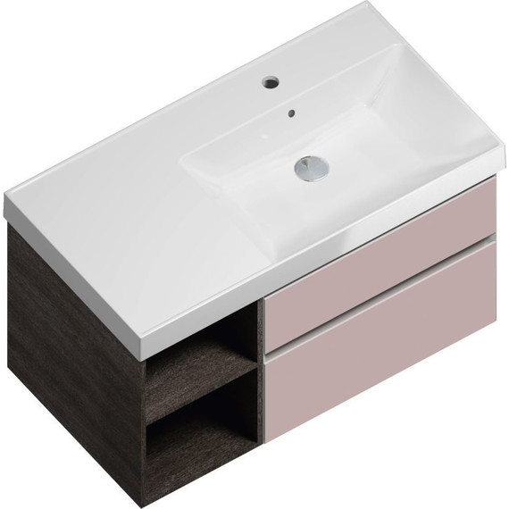 Тумба подвесная с раковиной Kerama Marazzi Cubo 90 см CU.90Rh\MAL, мальва/метц фото 