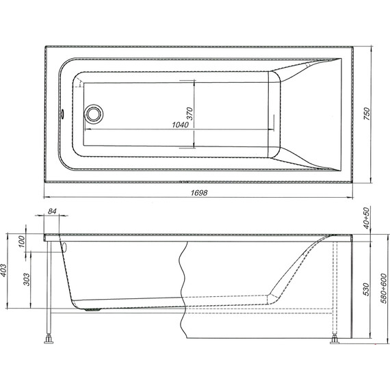 Ванна акриловая Aquanet Bright 170х75 см 232982, Размер - мм: 1700х750 - 12 Ванна акриловая Aquanet Bright 170х75 см 232982, Размер - мм: 1700х750 фото 12
