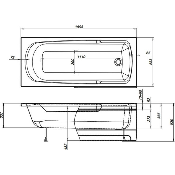 Ванна акриловая Aquanet Extra 160х70 см 254882, Размер - мм: 1600х700 - 13 Ванна акриловая Aquanet Extra 160х70 см 254882, Размер - мм: 1600х700 фото 13