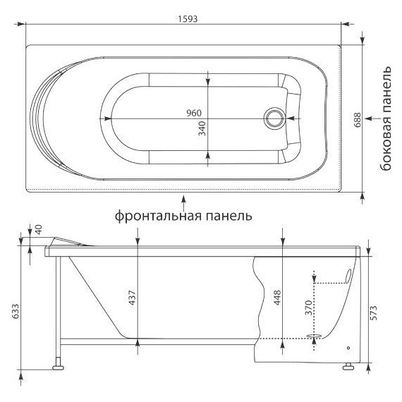 Ванна акриловая Aquanet Nord 160х70 см 204018, Размер - мм: 1600х700 фото 9
