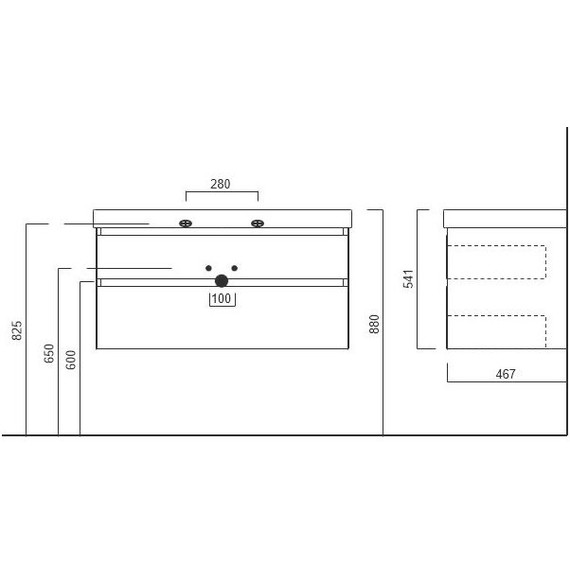 Тумба подвесная с раковиной Kerama Marazzi Cubo 100 см CU.100\LIM, лимо фото 4