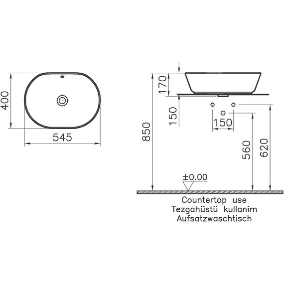 Раковина-чаша Vitra Geo 55 см 7427B003-0012 фото 2
