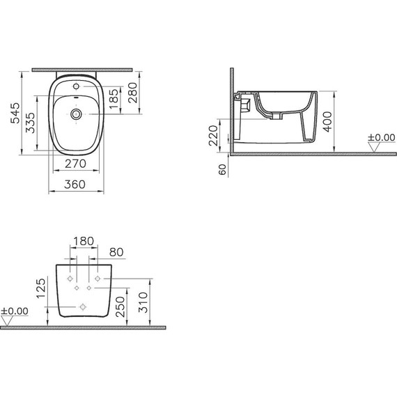 Биде подвесное Vitra Plural 7831B401-0288, белый матовый фото 2