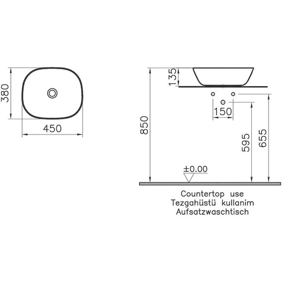 Раковина-чаша Vitra Plural 45 см 7810B401-0016, белый матовый фото 2