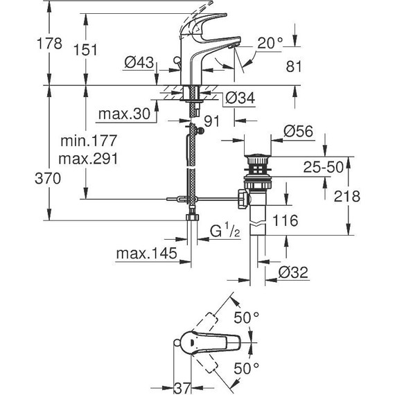 Смеситель для раковины Grohe BauCurve 32805000 фото 10