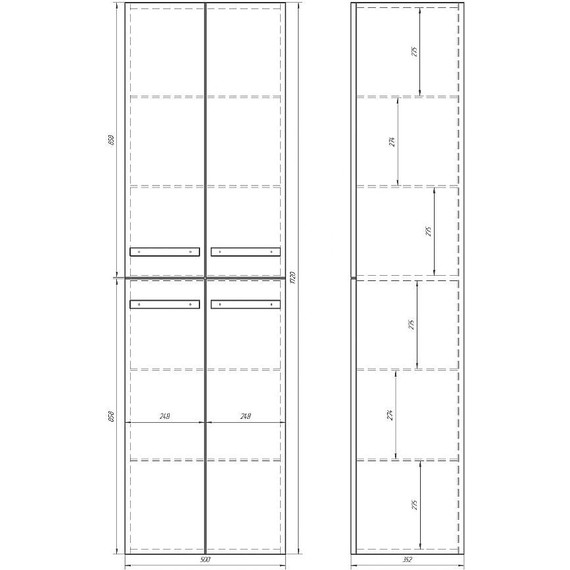 Пенал подвесной Dreja Almi 50 см 99.0209, белый глянец - 3 Пенал подвесной Dreja Almi 50 см 99.0209, белый глянец фото 3