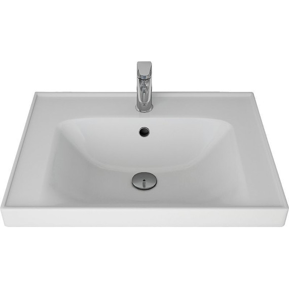 Тумба подвесная с раковиной Dreja Perfecto 60 см 99.0811, дуб эврика/белый глянец фото 8