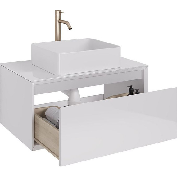 Тумба подвесная со столешницей Dreja Insight 80 см 99.9200, белый глянец фото 6