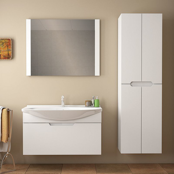 Тумба подвесная с раковиной Dreja Laguna 105 см 99.0104, белый глянец (раковина Лагуна) фото 2