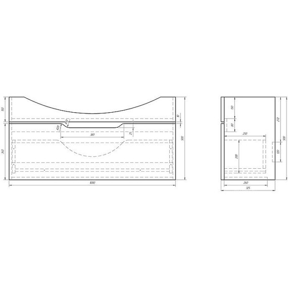 Тумба подвесная с раковиной Dreja Laguna 105 см 99.0104, белый глянец (раковина Лагуна) фото 10