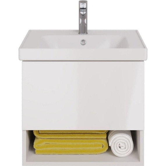 Тумба подвесная с раковиной Dreja Perfecto 60 см 99.0806, белый глянец фото 2