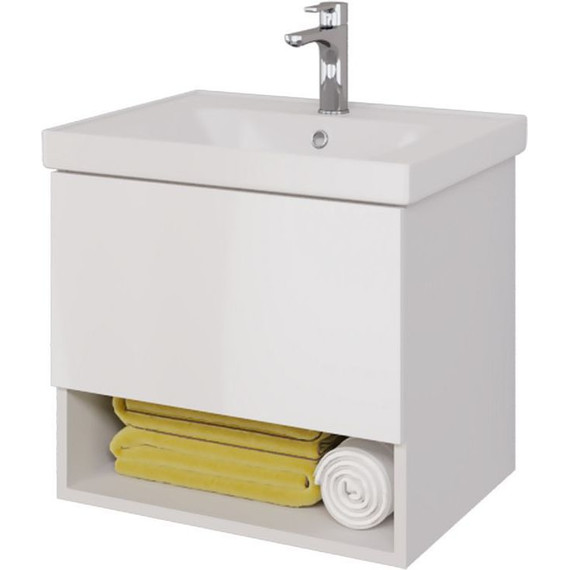 Тумба подвесная с раковиной Dreja Perfecto 60 см 99.0806, белый глянец фото 4