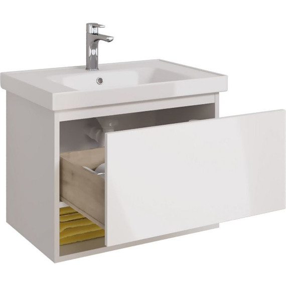 Тумба подвесная с раковиной Dreja Perfecto 70 см 99.0807, белый глянец фото 6