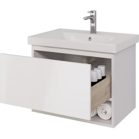 Тумба подвесная с раковиной Dreja Perfecto 70 см 99.0807, белый глянец фото 7