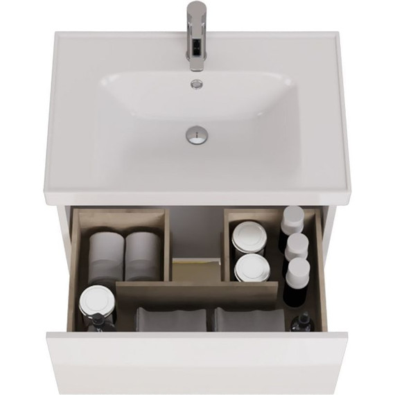 Тумба подвесная с раковиной Dreja Perfecto 70 см 99.0807, белый глянец фото 9