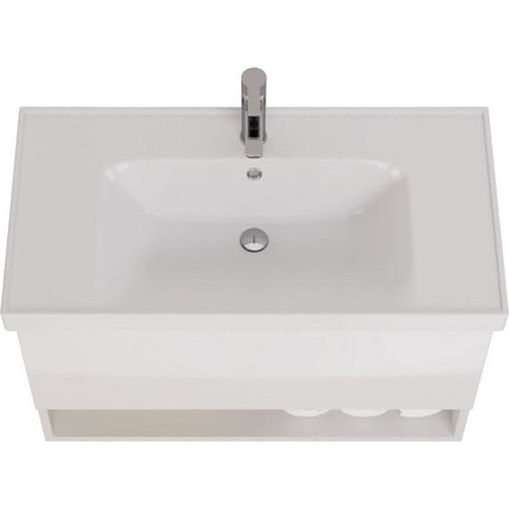 Тумба подвесная с раковиной Dreja Perfecto 90 см 99.0808, белый глянец фото 8